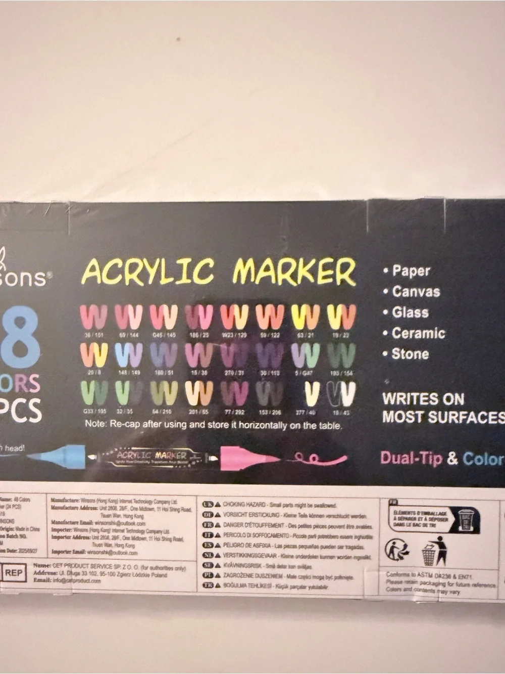 Winsons Acrylic Dual-Tip Paint Marker Set - Black & Yellow Accents